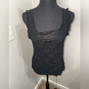 Vintage Y2K Cinema‎ Etoile Black Lace Sleeveless Tank Top- Size Medium